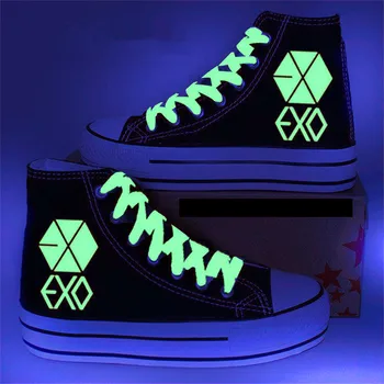 

New Women Shoes EXO Luminous Canvas Shoes Thick Bottom Ladies Casual Shoes