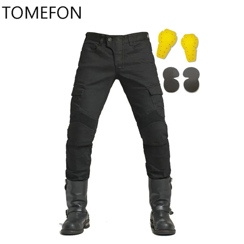 

2018 MOTORPOOL USB02 KOMINE Army Green Black Slacks Jeans Motorcycle Ride Jeans Leisure Loose Version With Protect Equipment Pad