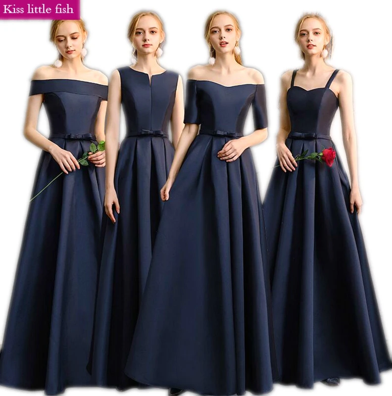 

Free shipping woman dresses for party and wedding bridesmaid dresses long navy blue long party dress