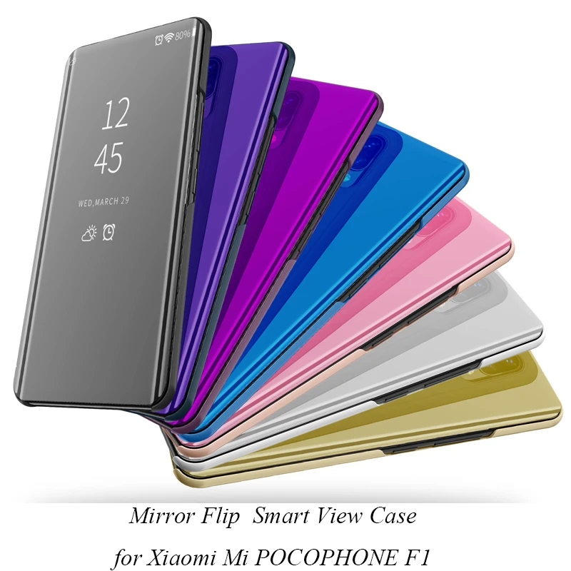 

POCO F1 Clear View Mirror Flip Case For Xiaomi Mi POCOPHONE F1 Cover Luxury PU Leather Smart Cover For Xiaomi POCOPHONE F1 Case