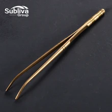 1 шт. 18 см золотой Изогнутый пинцет щипцы с удобной ребристой ручкой, для медицины, красоты, приготовления пищи, аксессуары для кухонного бара