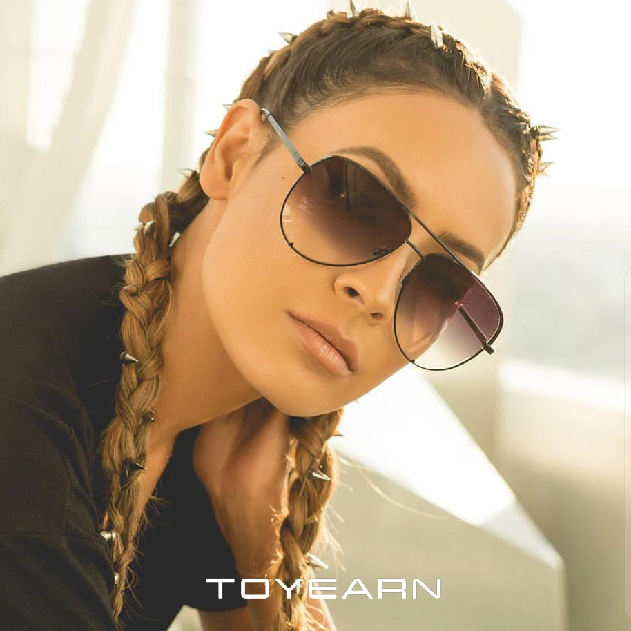 

TOYEARN 2019 New Fashion Ladies Pilot Sunglasses Women Men Goggle Gradient Metal Sun Glasses For Female Mirror Shades UV400