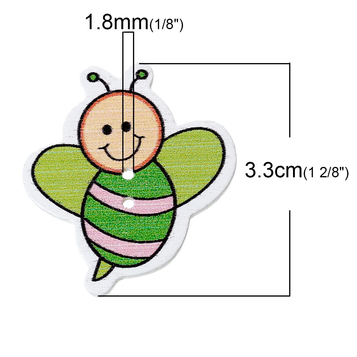 DoreenBeads деревянные Швейные Кнопки Скрапбукинг пчелы разные на два отверстия 3,3 см(1 2/") х 3,0 см(1 1/8"), 6 шт новинка