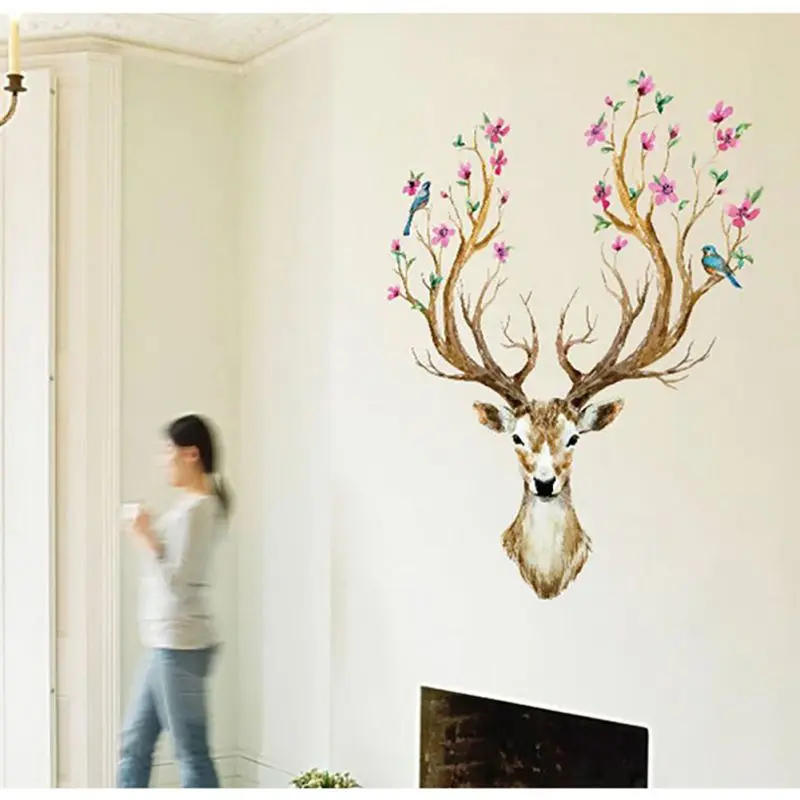 

Home Wall Decals Stickers 60x90cm DIY Wall Sticker Animal Deer Sticker Wallpaper Living Room Home Decoration
