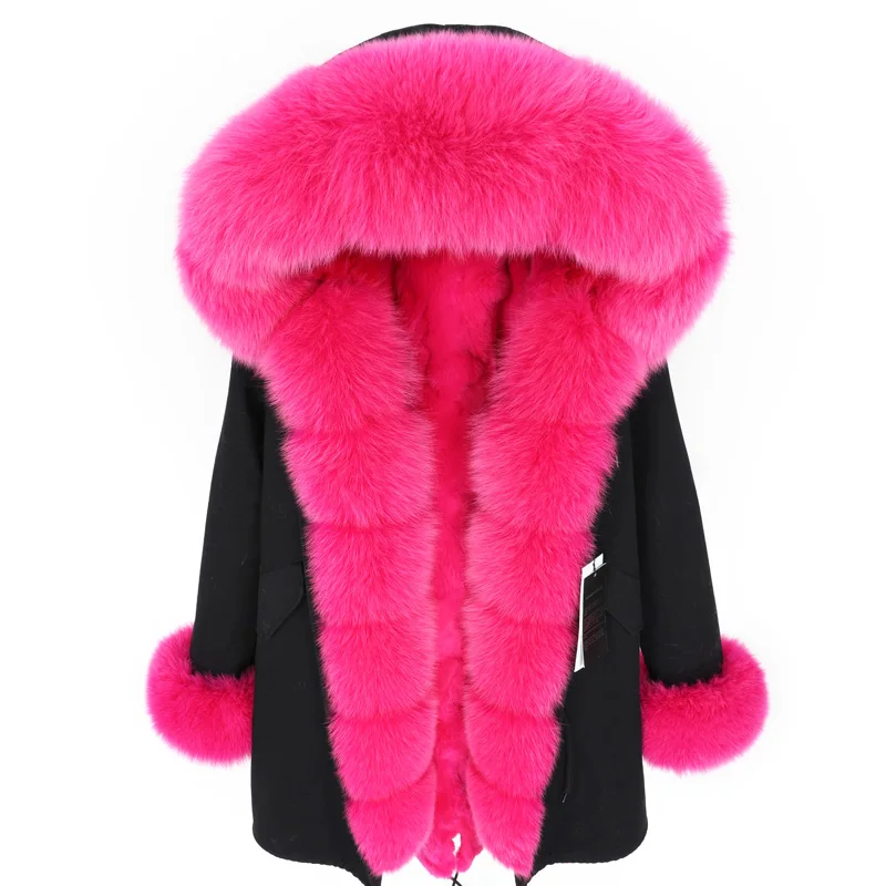 Maomaokong/Новая женская одежда с лисьим меховым воротником, Паркер, съемное пальто средней длины с кроличьим мехом, с подкладкой из травы, Женское зимнее пальто - Цвет: 5