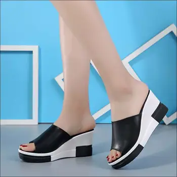 

Women Sandals 2019 Female Wedges Shoes for Womens Sandalias Mujer Summer Shoes Leather Wedge Heels Sandals Tenis Shoes Women