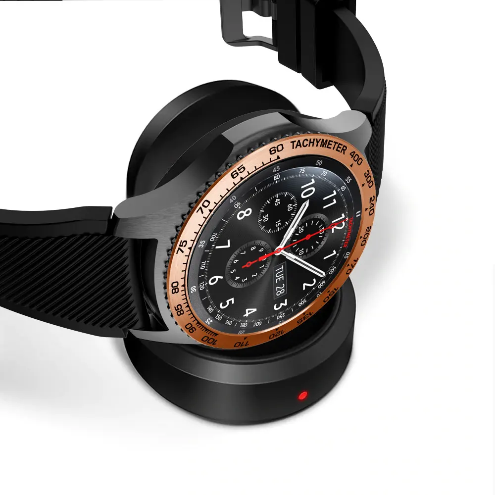 Чехол с кольцом для samsung Galaxy 46 мм/gear S3 Frontier, защитный чехол с кольцом, металлические часы-наклейка, аксессуары