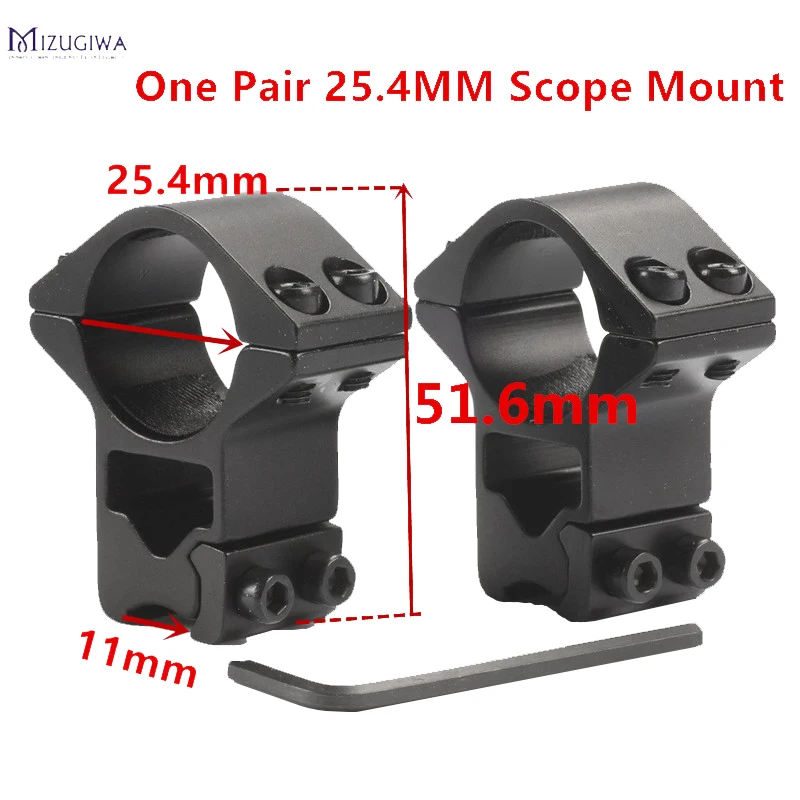 Mizugiwa-2pcs-25-4mm-Rifle-Scope-Mount-Ring-Premium-Hi-Profile-Double-Screw-Strap-11mm-Doverail