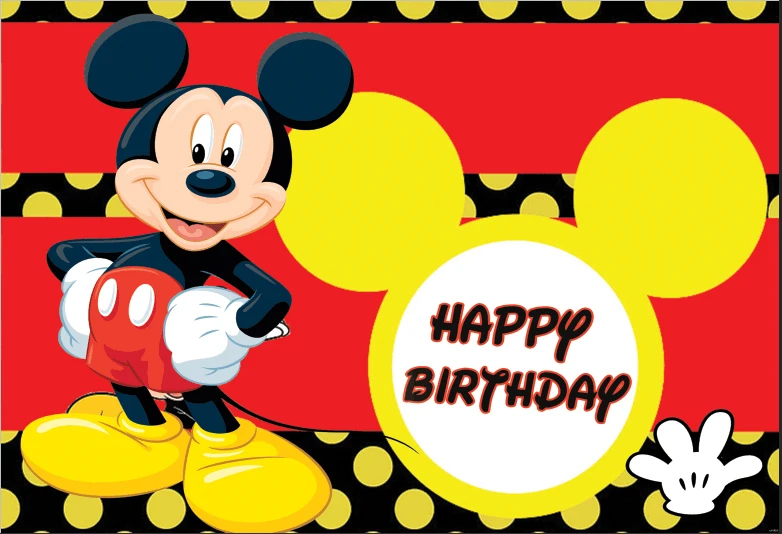 

7x5FT Happy Birthday Mickey Head Custom Photo Studio Background Backdrop Vinyl 220cm x 150cm