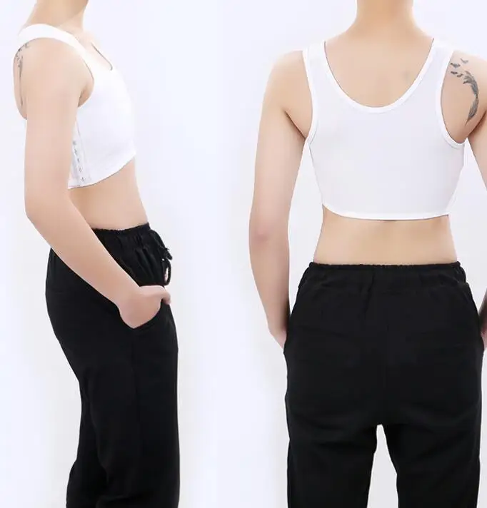 

Cosplay Black/White/Gray Right opening Les Crop Vest Top Tomboy Bandage Borst Bindmiddel Bustiers Bra Intimates Adult Clothes