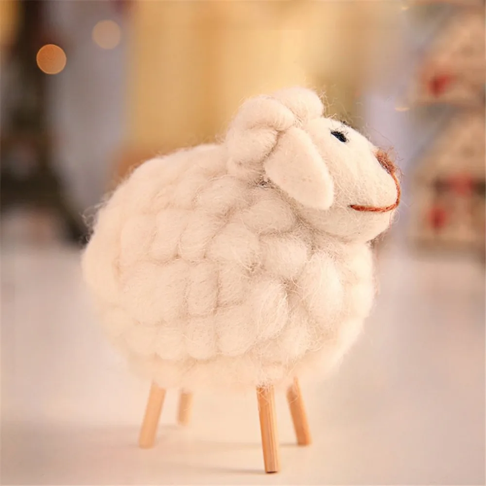 

Wood Cloth Sheep Ornaments Home Decoration Fairy Garden Miniatures Decorations Simple Christmas Gift