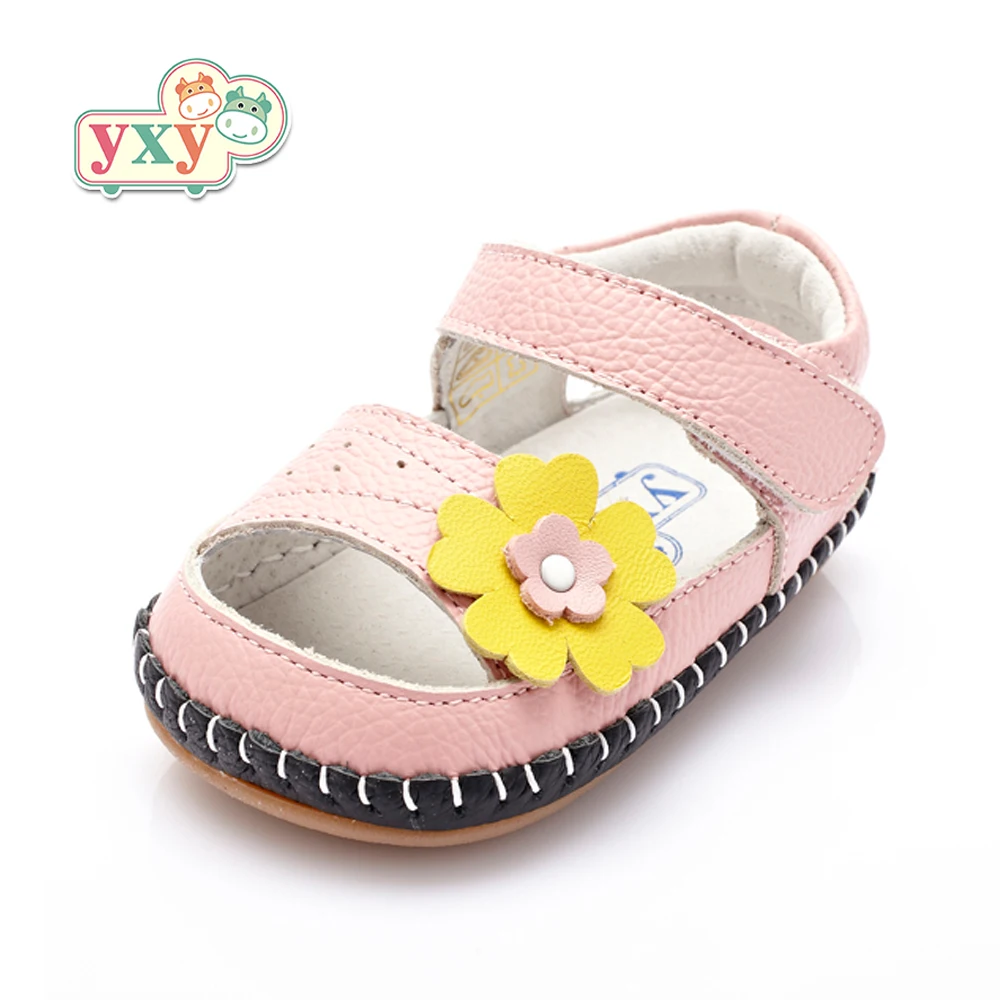 

YXY 2019 leather flower baby first walkers girls boys toddler hand-made Newborn soft anti-slip Hollow shoes summer genuine