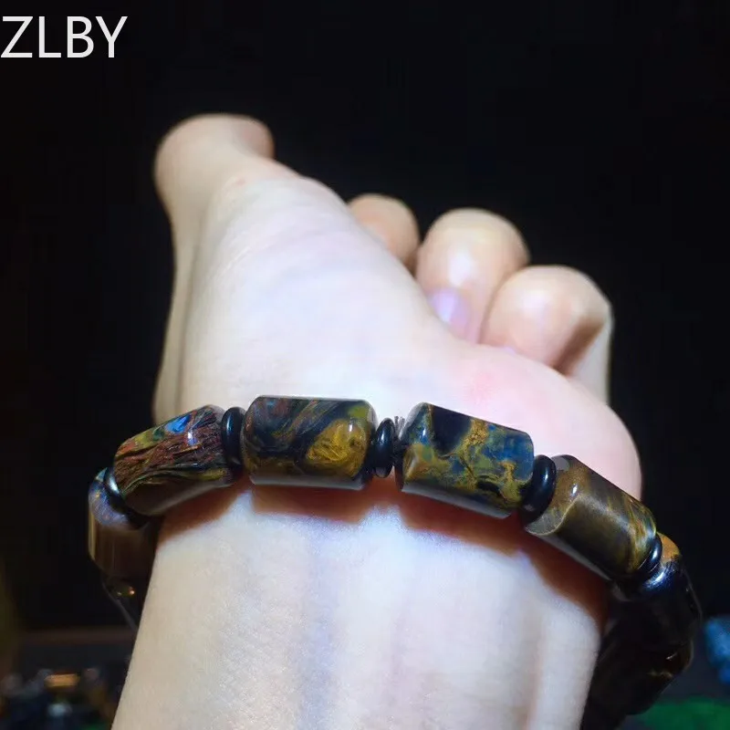 

B103017 Natural Crystal 9.2x13.2 mm Namibia Pietersite Bracelet Blue Red Beads Stone Round Bead Bracelets Man Women