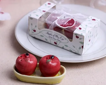 

10 Sets Apple Shape Porcelain Flavouring Pot Wedding Party Birthday Favor Gift