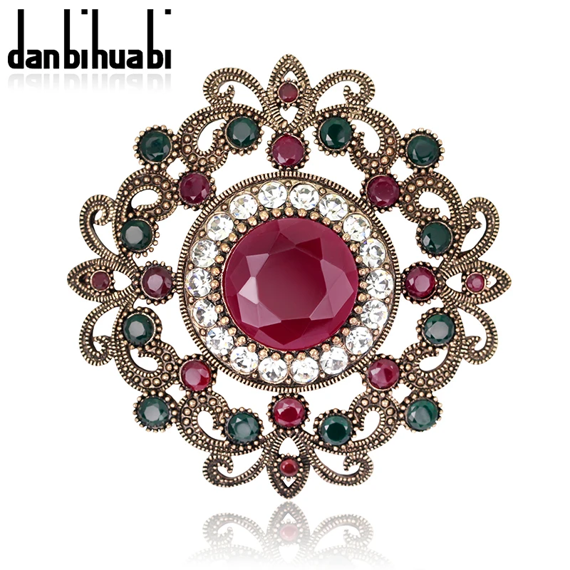 Vintage Red Hair Accessories Round Acrylic Water Drop Crown Turkish Hat