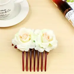 Свадебное украшение цветок свадебные аксессуары гребень для волос ручной работы Роза свадебные женские волосы штук 5,24