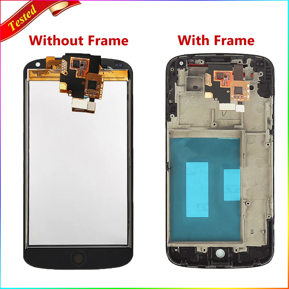 

E960 display For LG Optimus Google Nexus 4 E960 LCD Display Touch Screen Digitizer with Frame Assembly Replacement Parts Black