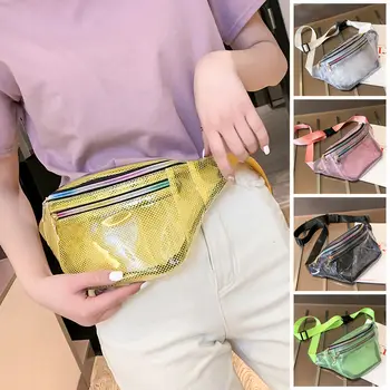 

Fashion Casual Women PVC Grid Style Waist Bag Fanny Pack Bum Bag Travel Purse Waist Bag Candy