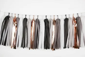 

20pcs Modern Marble Tassel Garland Balloon Tail Black White Gray Rose Gold Wedding Bridal Birthday Party Bachelorette Decor