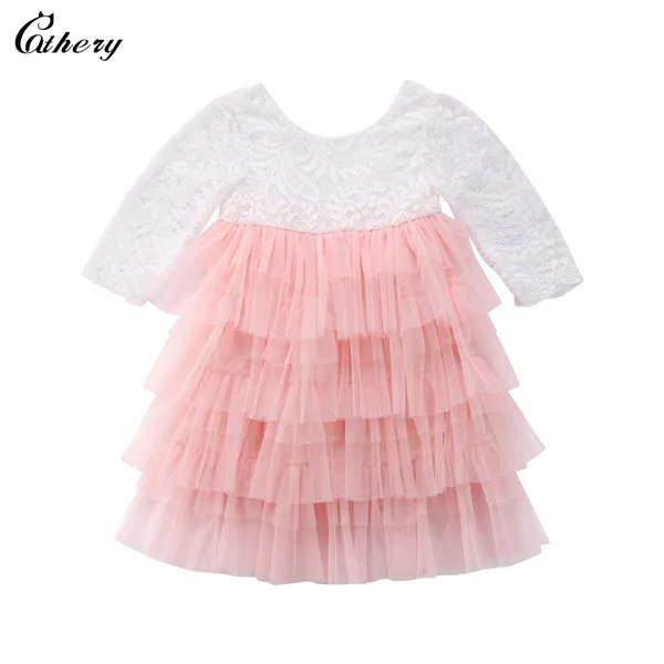 PUDCOCO/Детское платье для маленьких девочек праздничные торжественные платья Тюлевое платье-пачка с открытой спиной - Цвет: Розовый