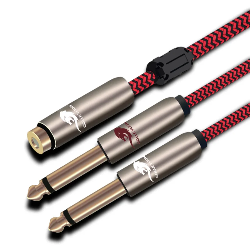 Audio Cable Mini Jack 3 5mm Female to Dual 6 35mm 1 4 Jack Male for PC Headphone Mixer Console Amp 3 5 Cable 1M 2M 3M 5M 8M