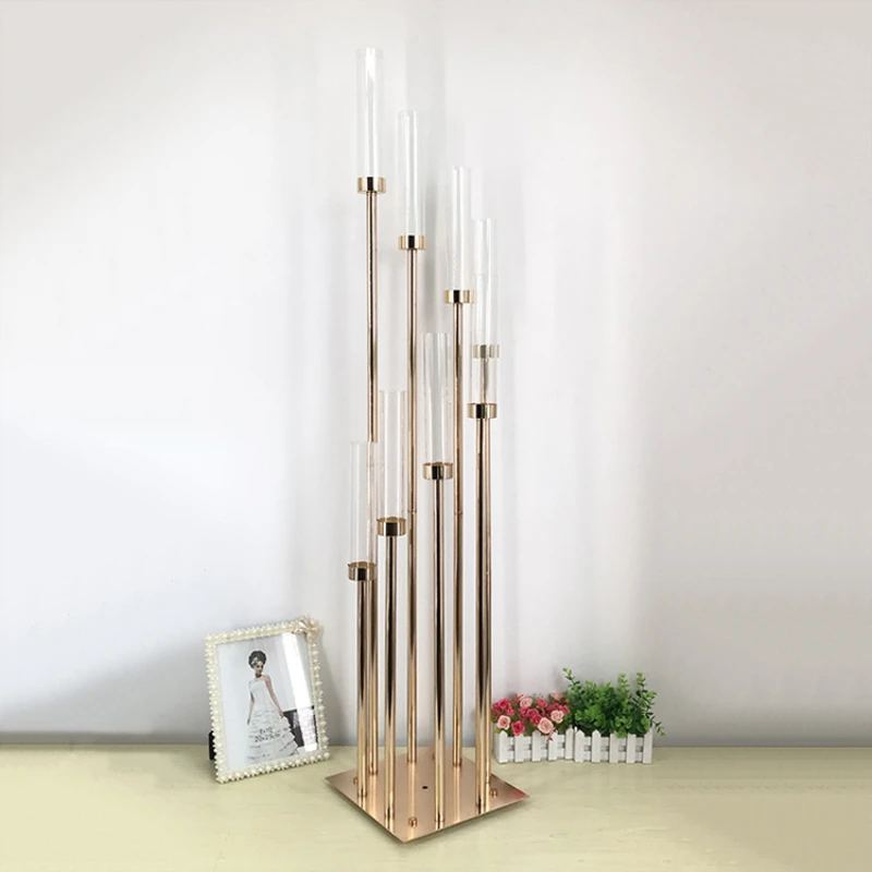 

8 Heads Metal Candelabra Candle Holders Acrylic Wedding Table Centerpiece Flower Stand Candle Holder Candelabrum Home Decor