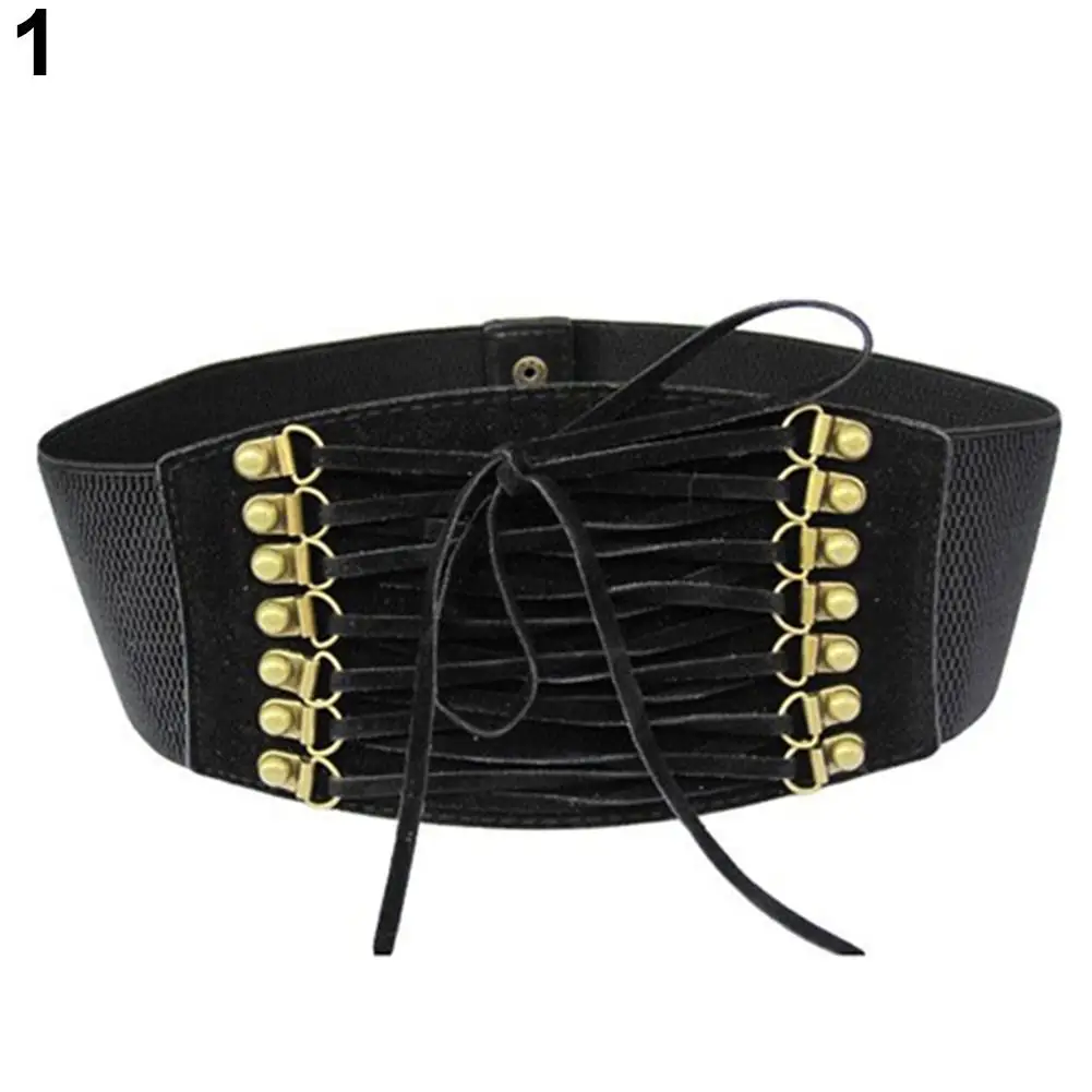 

Women Fashion Wide Elastic Stretch Belt Tassel Lace Up Corset Waist Waistband dropshipping