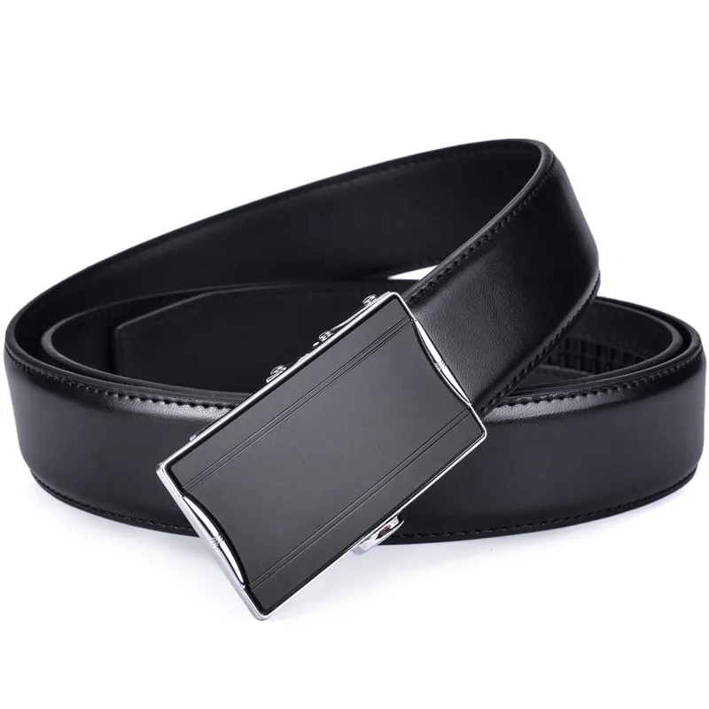 

Men's Real Leather Ratchet Dress Belt with Automatic Buckle Fashion Youth Leather Simple Business Men Belt