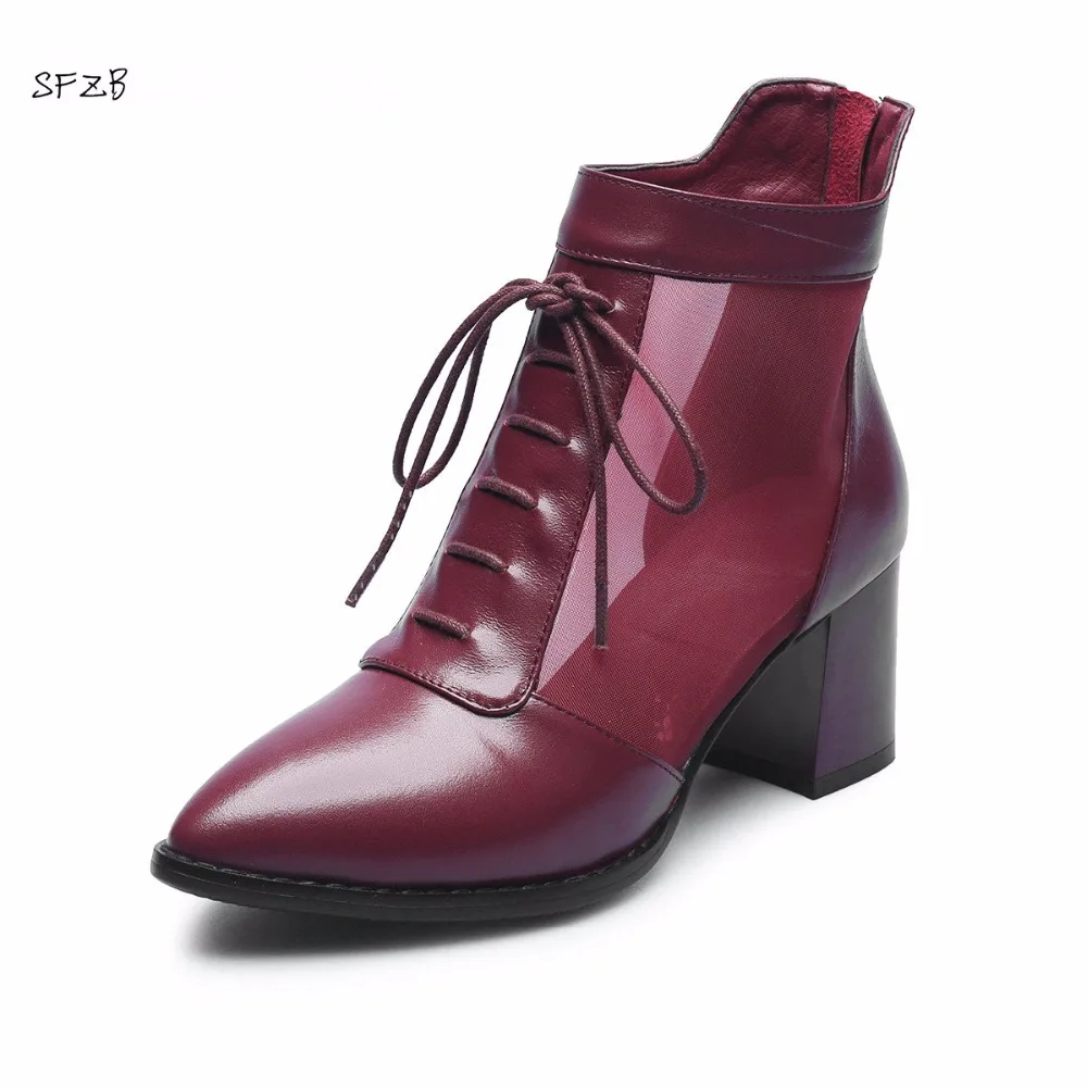 

SFZB 2017 New Autumn Boots Female Women High Boots Fashion Women High Heels Casual Ankle Boots For Women Pumps Pointed Toe