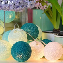 Battery 5M 35 Cotton Ball Christmas Fairy String Lights Home Decoration Fiestas Lamp Garland Strip lighting Wedding luminarias