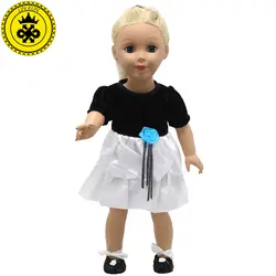 LIN Кун 18 дюйм(ов) ов) Одежда для кукол одежда для дюймов девушка кукла аксессуары черный и белый набор с платьем и обувью MG-206