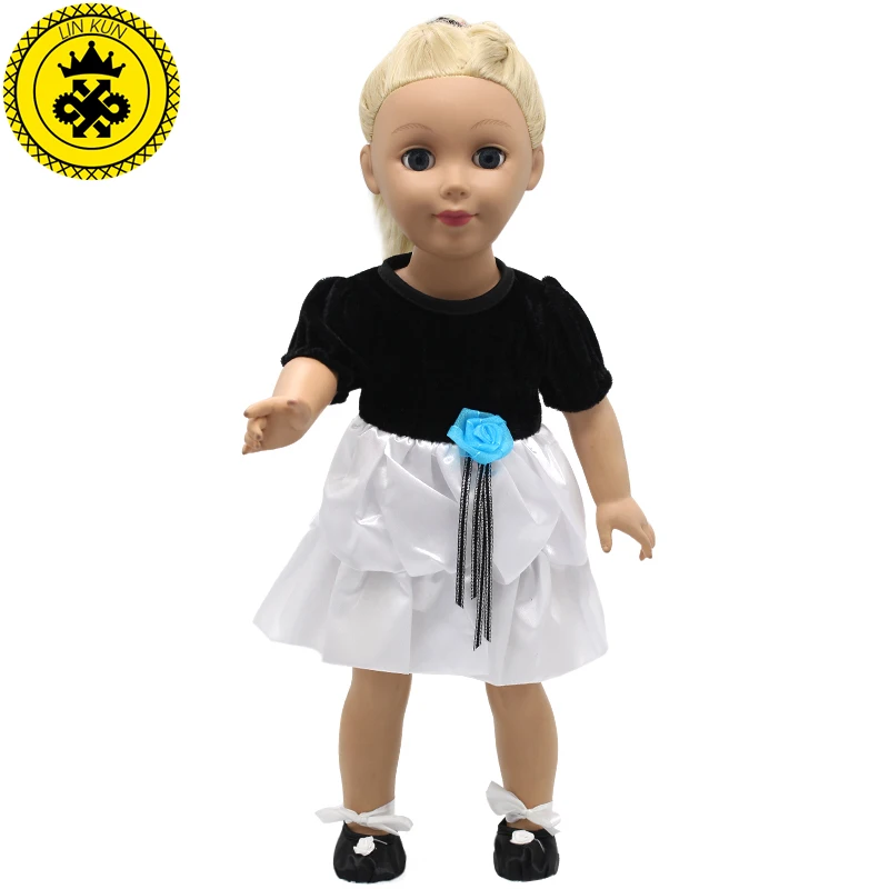 

LIN KUN 18 inches Doll Dress Clothes Clothing For American Girl Doll Accessories Black&White A Set With Dress And Shoes MG-206