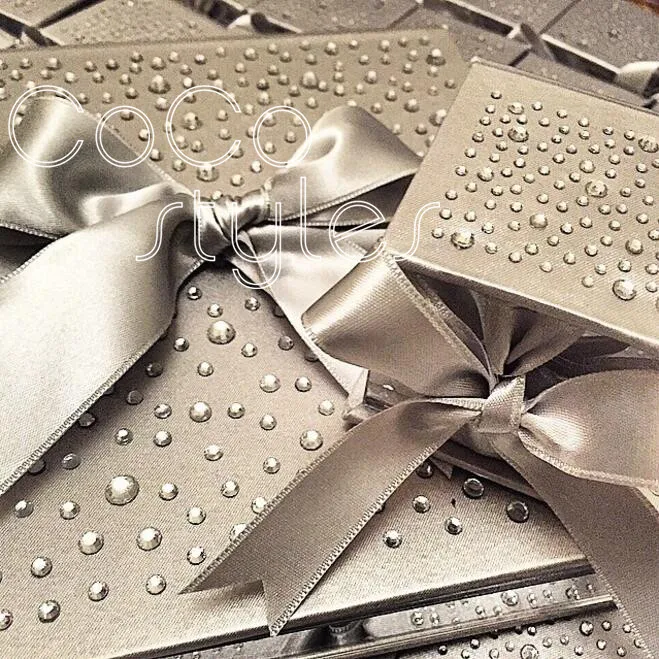  Cocostyles customized handmade silk acrylic hard cover wedding invitation card box with bling bling - 32864489901