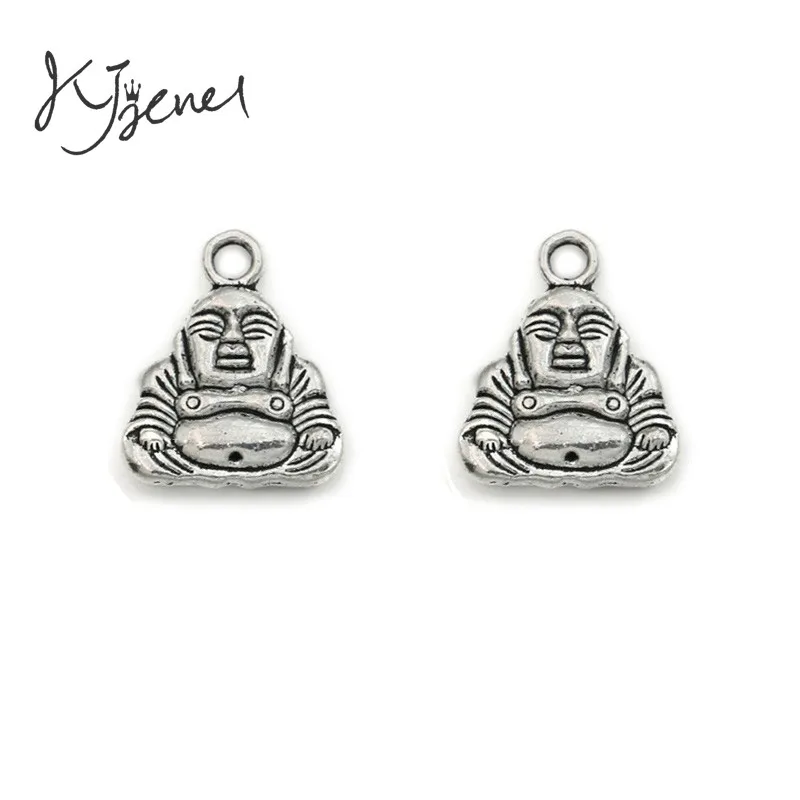 

KJjewel Antique Silver Plated Buddha Charm Religious Pendant fit Bracelets Jewelry Findings Accessories Making Craft DIY 20x17mm