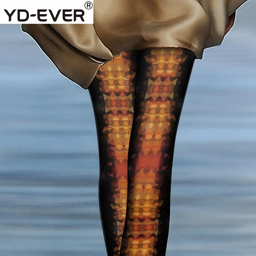

women tights Original Orange Gradient Stockings Printing Spring And Autumn Tattoo Base Thin Section Female Pantyhose Velvet