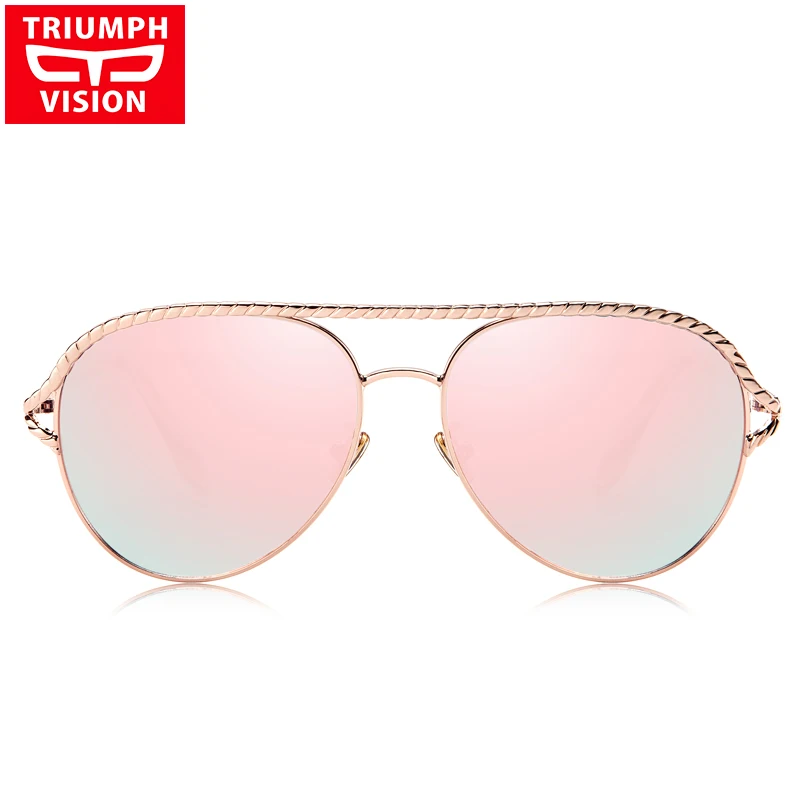 Женские зеркальные очки TRIUMPH VISION спиральные розовые солнцезащитные с