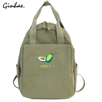 

Nylon Fruit Appliques Multifuncation Backpack Casual Letter Embroidery School Bags For Teenager Girls Waterproof Travel Backpack