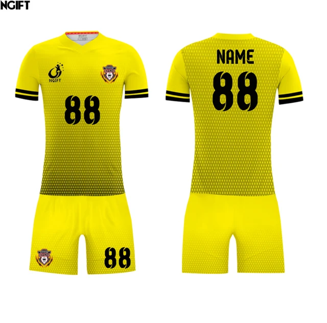 Ngift sublimated customize football jersey Yellow and Blue soccer ...