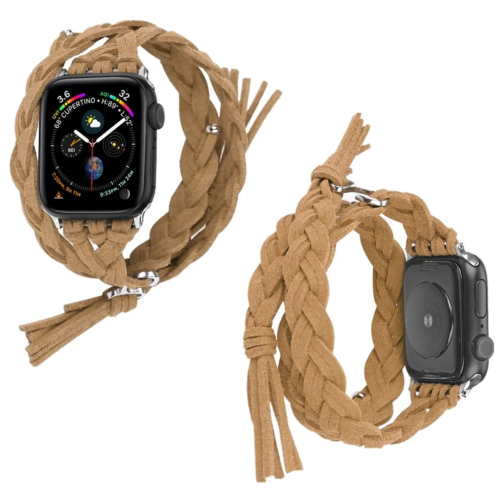 Ремешок Плетеный ручной работы для Apple Watch SE Band 44 мм 40 38 42 браслет iWatch Series 6 5 4 3