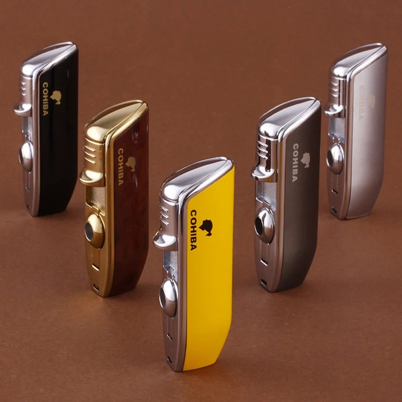 

COHIBA Gadgets Pocket Size Metal Snake Mouth Shape Refillable Butane Gas Jet Flame Cigarette Cigar Lighter W Cigar Punch