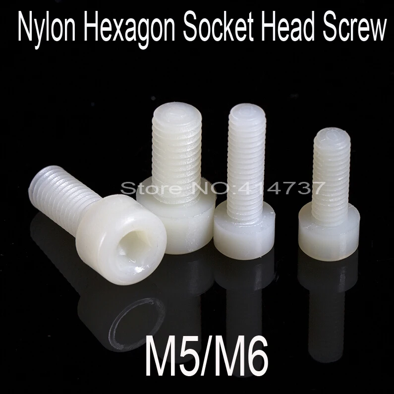 50pcs/lot M5/M6 Nylon plastic ( hex) hexagon socket head cap screws