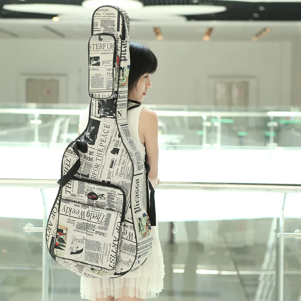 QISUO Guitar Gig Bag For 41 Inch Acoustic Guitars - Water Resistant Oxford