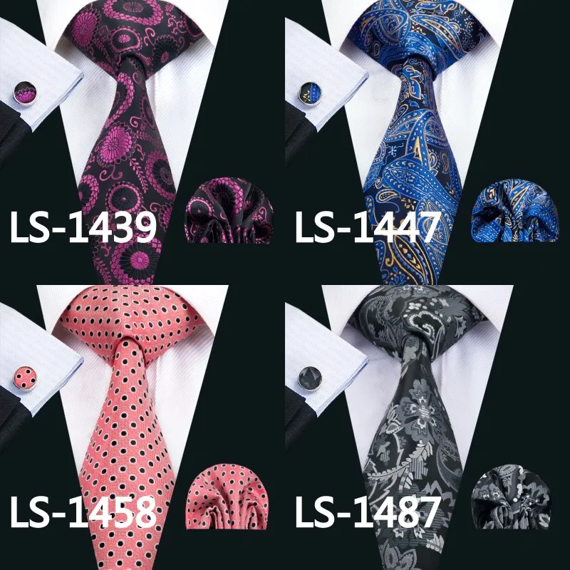LS-1129 Barry.Wang мужской галстук Классический Бизнес Новинка шелковый галстук носовой платок Запонки Наборы для мужчин формальная Свадебная вечеринка