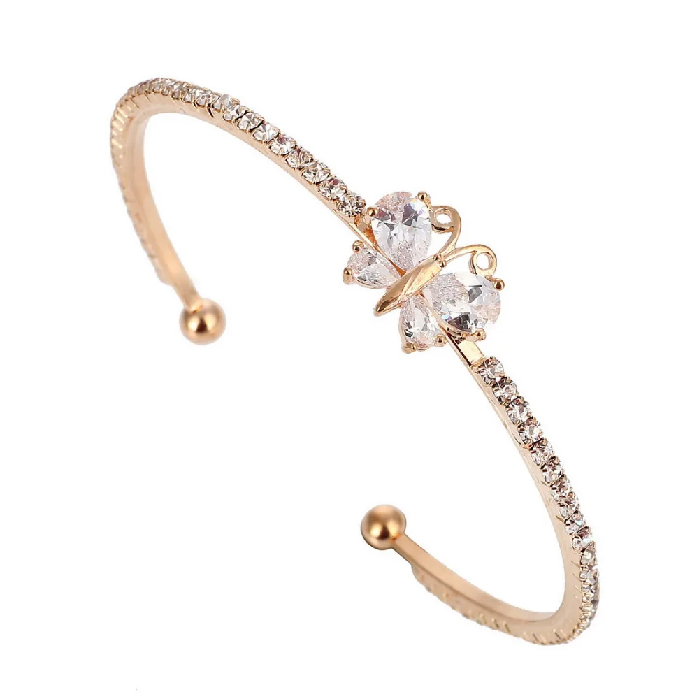 

ZOSHI OL Style Cubic Zirconia butterfly Fashion Golden Plated Charm Bracelets & Bangles Crystal Jewelry Gift For Women Jewelry
