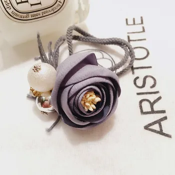 

1 PC Fashion Pearl Flower Hair Bands for Women Girls Satin Rose Bud Pearls Decor Elastic Hairbands Ponytail Headband