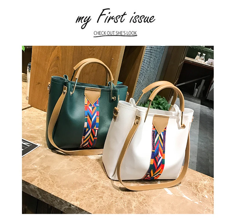Fashion 4 Pcsset Women Composite Handbag Ribbon Shoulder Crossbody Bucket Bag Totes Large Capacity Casual Female Shopper SS3511 (4)