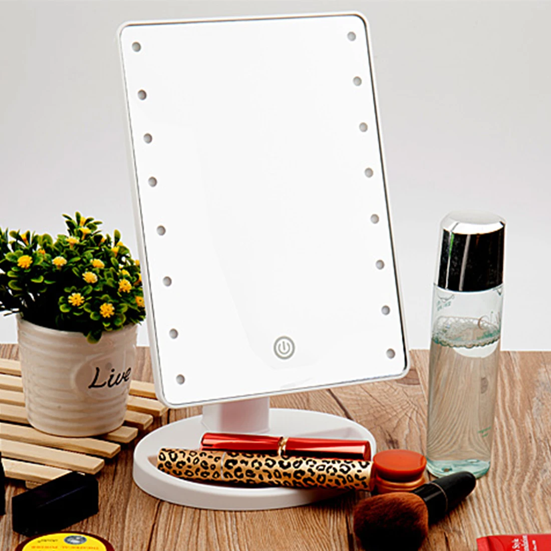 

New Intelligent Touch Screen with LED Light Mirror Makeup Mirror Makeup Tool Cosmetic Accesories