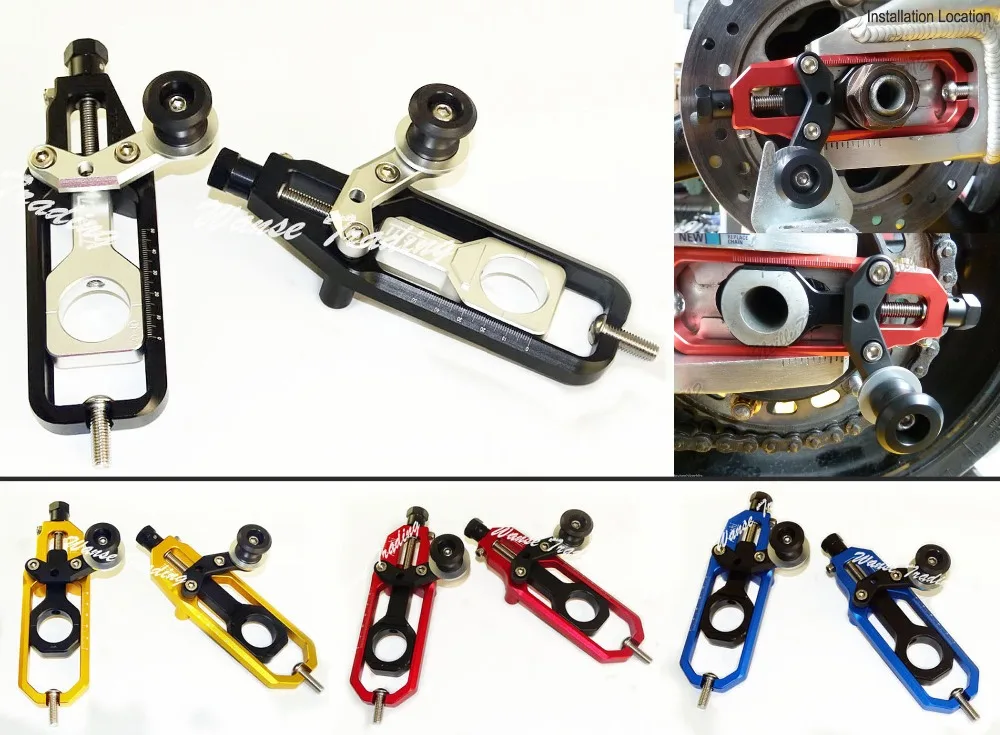 

waase CNC Aluminum Chain Adjusters with Spool Tensioners Catena For Yamaha YZF R1 2007-2008