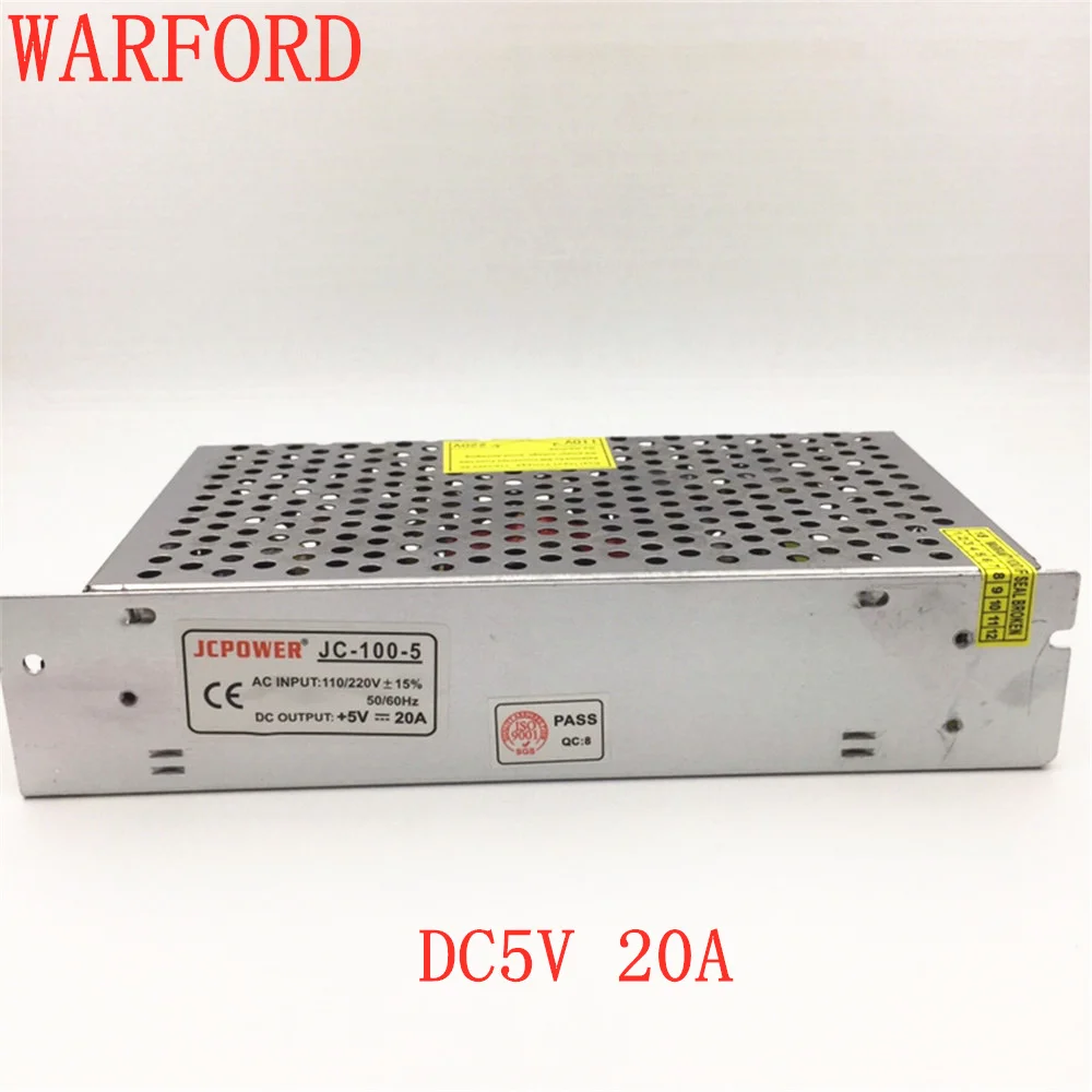 

Best quality DC5V 20A 100W Switching Power Supply Driver for LED Strip AC 100-240V Input to DC 5V Free shipping