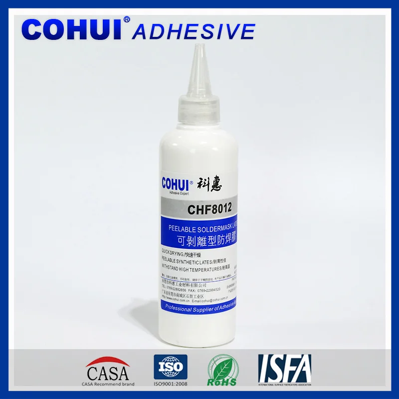 Solder Mask glue for conformal coating and wave soldering onglue